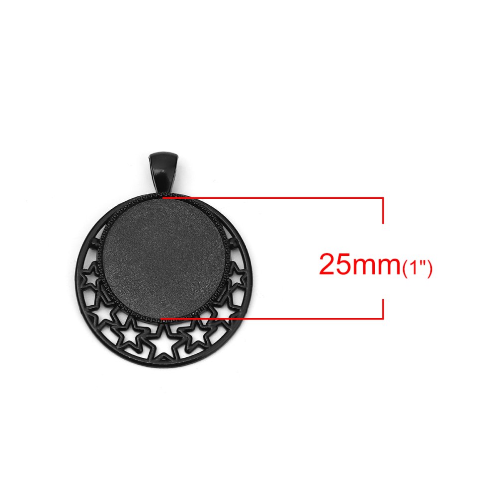2 Cabochon-Halterungen 25mm Schwarz, Cabochon-Anhänger 8501