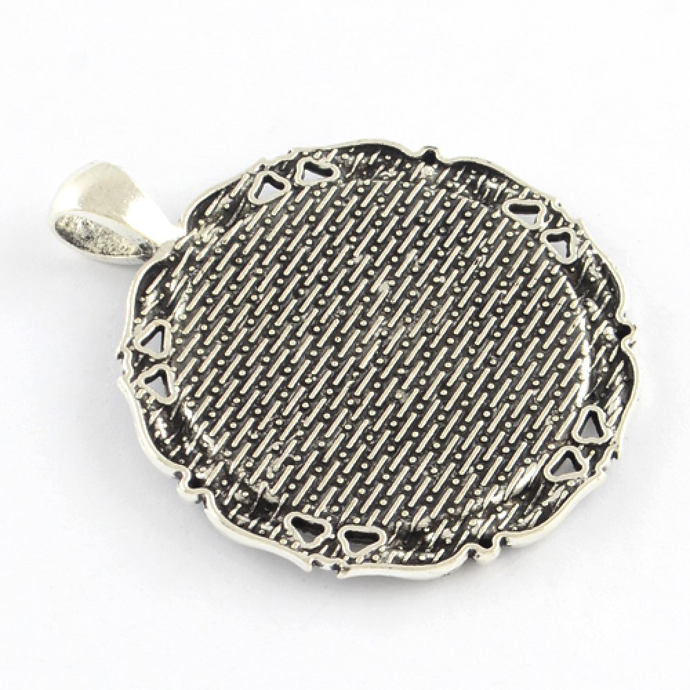 2 Halterungen Cabochons 30mm Silber, Anhänger Cabochons 11AS