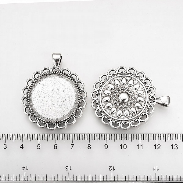 2 Cabochon-Halterungen 30mm Silber, Cabochon-Anh&auml;nger 57AS