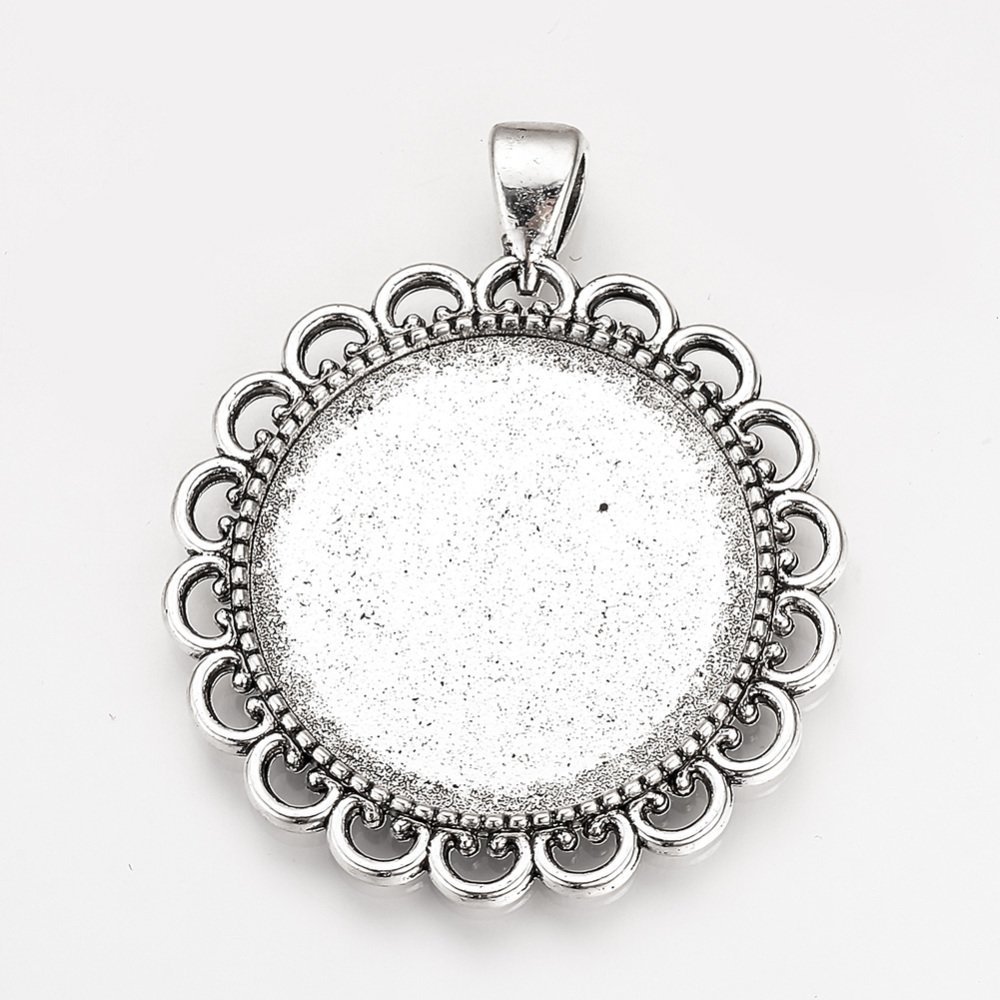 2 Cabochon-Halterungen 30mm Silber, Cabochon-Anhänger 57AS