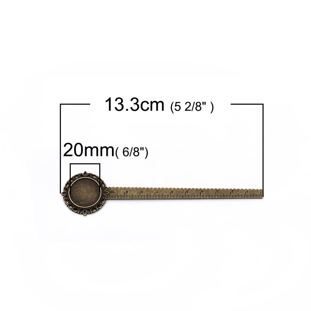 3 Lesezeichen Cabochon-Lineal 20 mm N°01 Bronze