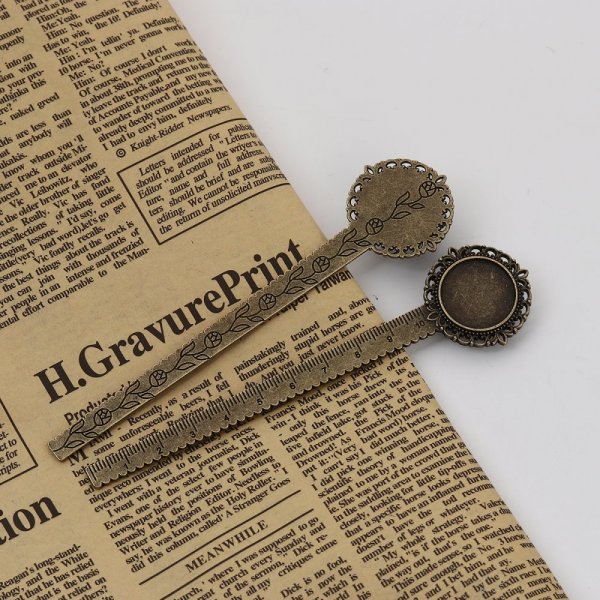 3 Lesezeichen Cabochon-Lineal 20 mm N&deg;01 Bronze