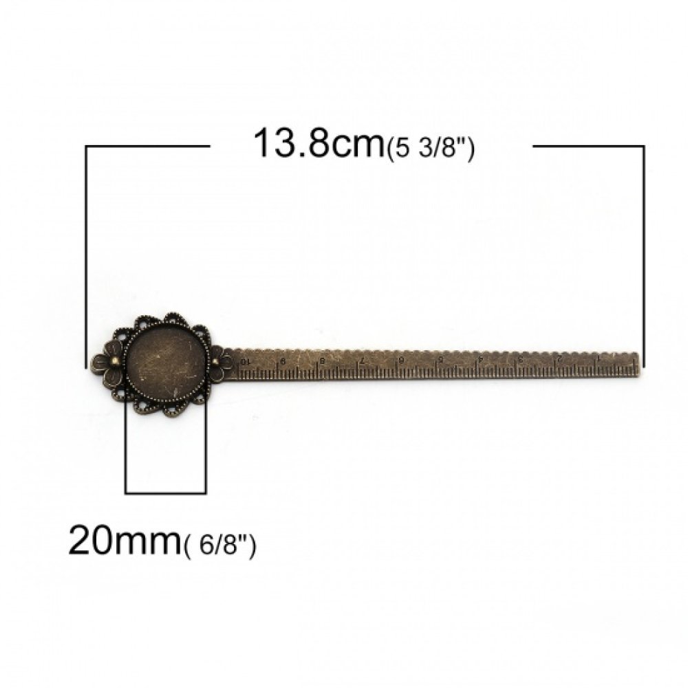 3 Lesezeichen Cabochon-Lineal 20 mm N°02 Bronze