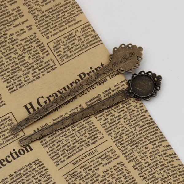 3 Lesezeichen Cabochon-Lineal 20 mm N&deg;02 Bronze