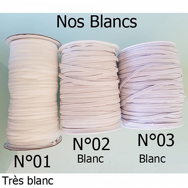 50 Meter Gummiband Flachmaske 5 mm WEISS Nr. 02