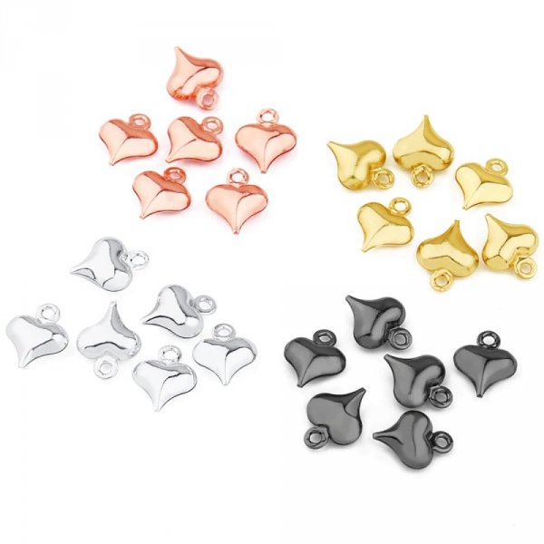 5 Breloques Acier inoxydable Argent Clair C&oelig;ur N&deg;02