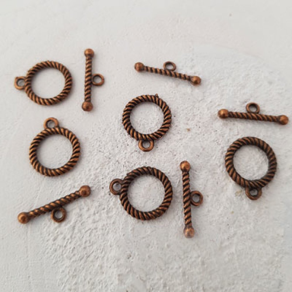 5 Toggle-Verschlüsse Rundes Motiv Bronze Nr. 04