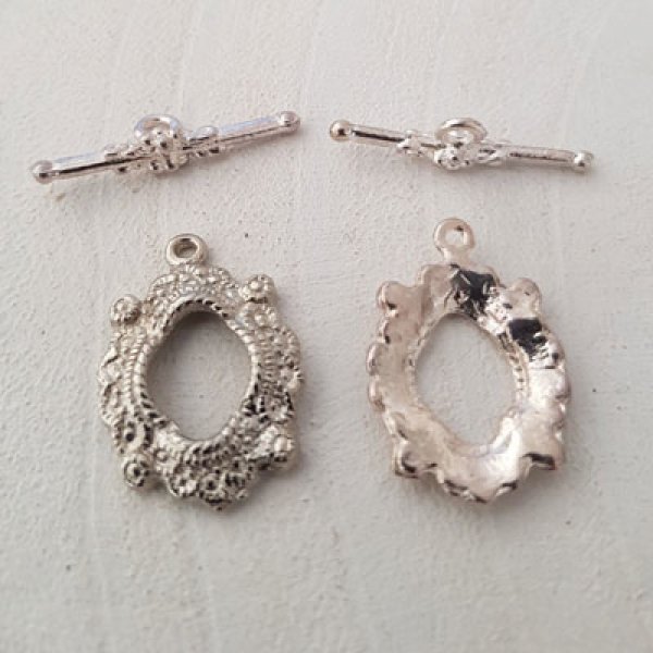 5 Toggle-Verschl&uuml;sse Motiv Rund Silber Nr. 08