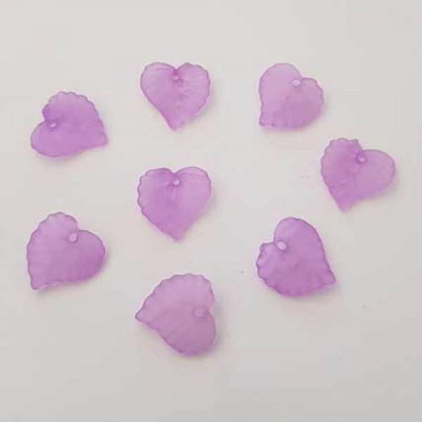 5 breloques feuilles violet fonc&eacute; en acrylique translucide 15 x 14 mm