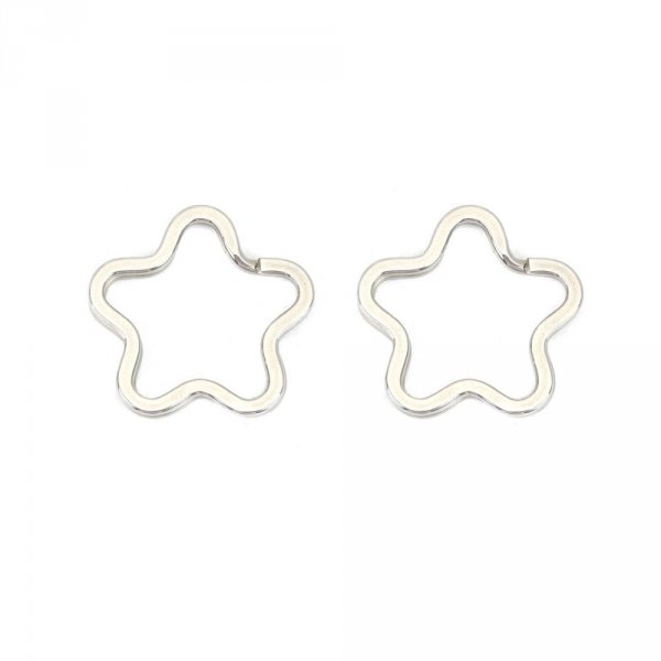 Ring Schl&uuml;sselanh&auml;nger Blumenform Edelstahl 34 x 35 mm