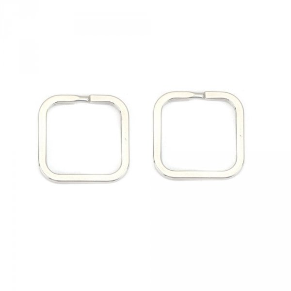 Ring Schl&uuml;sselanh&auml;nger quadratische Form Edelstahl 30 x 30 mm