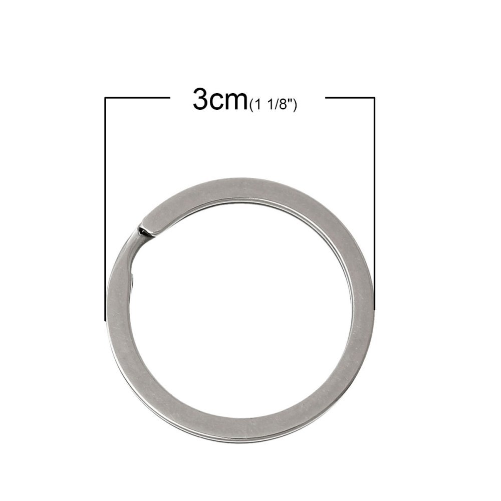 Ring Schlüsselanhänger x 4 runde Form Edelstahl 30 mm