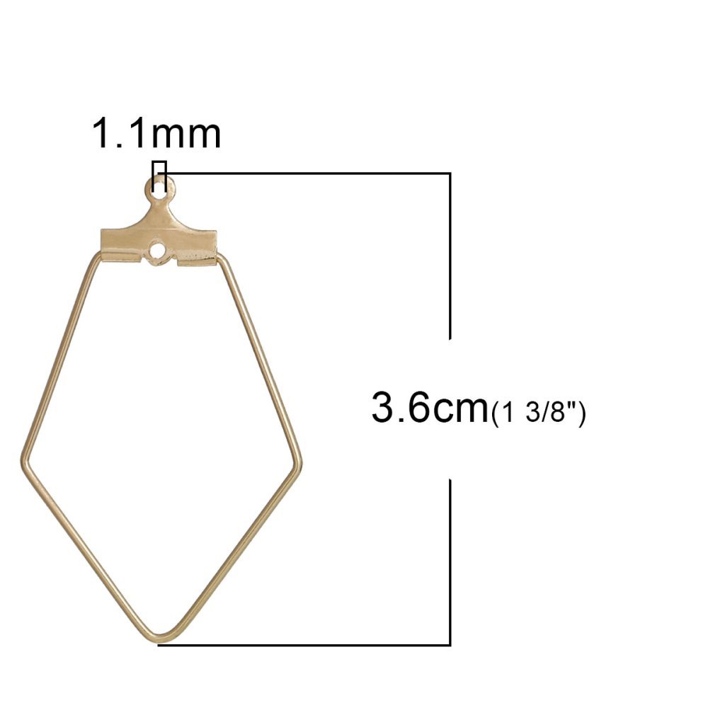 Grundierung Raute Goldene Halterung Ohrring Nr. 02 x 10 Stück