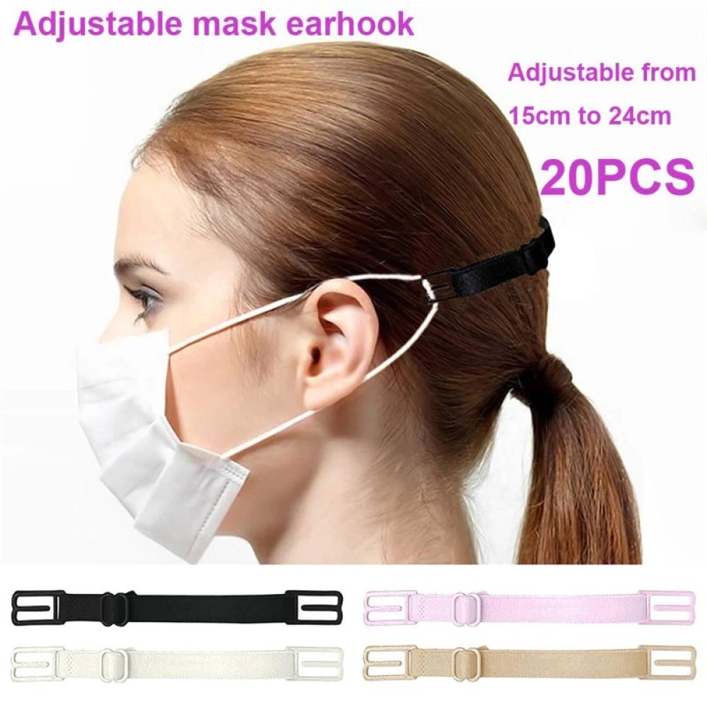 Elastischer Clip 20 Verstellbare Maskenverlängerungen Ohrhaken Weiß