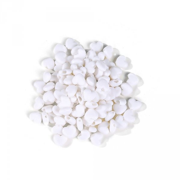 Elastischer Clip Gummi-Herzschleife Wei&szlig; Nr. 04 x 10 St&uuml;ck