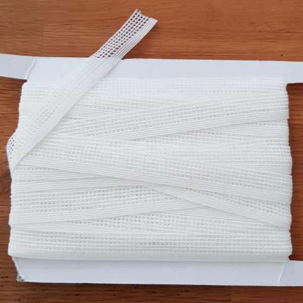 Meterware Elastisches Gummiband wei&szlig; Phantasie 15 mm.