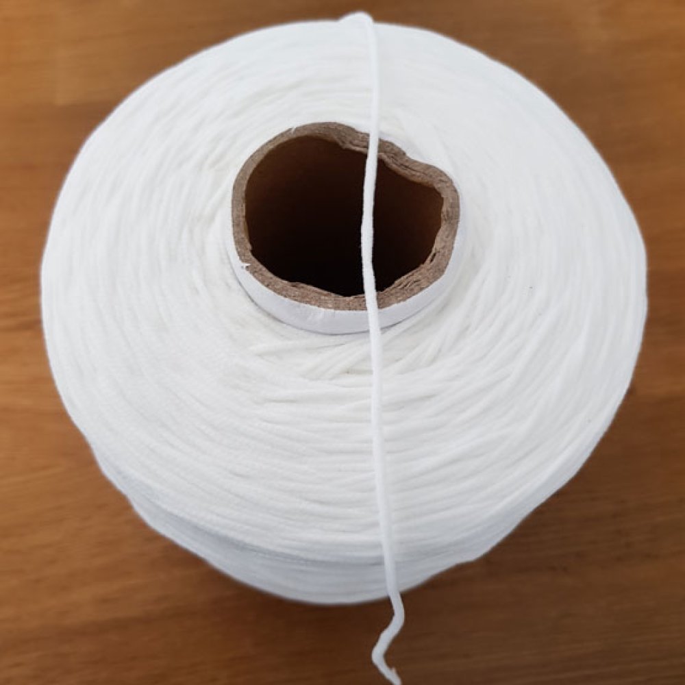 Meterware Elastische Maske Polyester Rund 2.2 mm Weiß