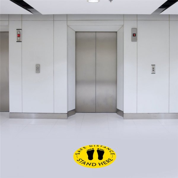 Bodenaufkleber mit sozialer Distanzierung Schwarz und Gelb