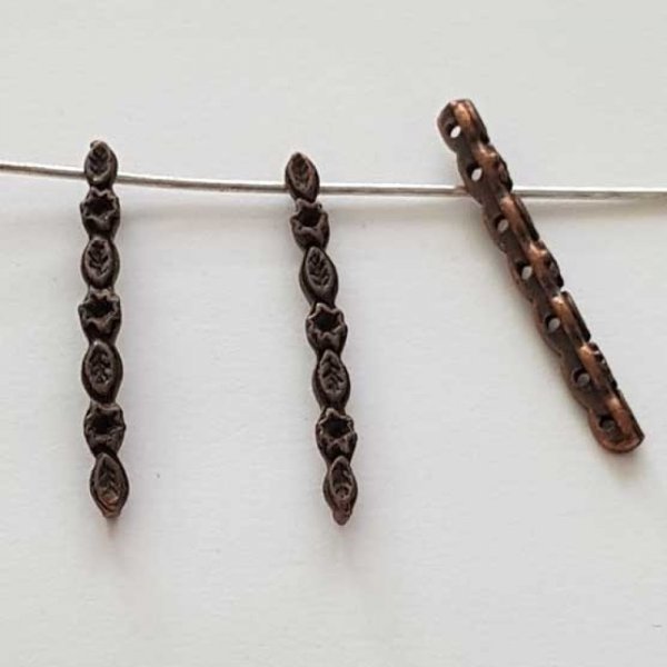 Barre Cuivre Entretoise S&eacute;parateur perle, multi rangs 7 trous N&deg;03