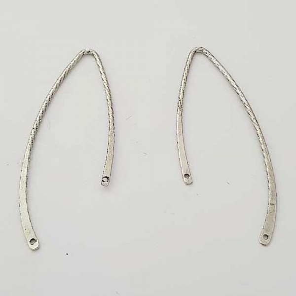 Stange Gebogene Stange Metall Silber 2 Ringe N&deg;04 Silber