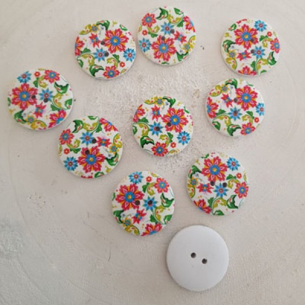 Holzknopf Blumen 30 mm Nr. 01 x 10 St&uuml;ck