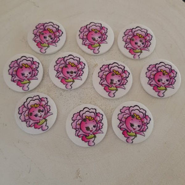 Holzknopf Blumen 30 mm Nr. 02 x 10 St&uuml;ck