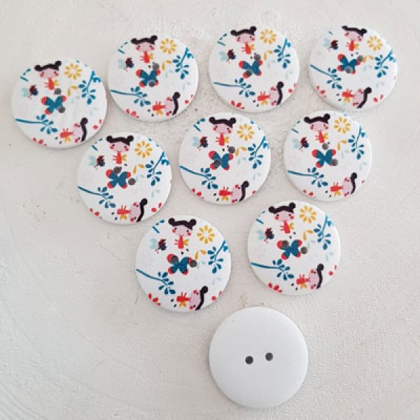 Holzknopf Blumen 30 mm Nr. 04 x 10 St&uuml;ck