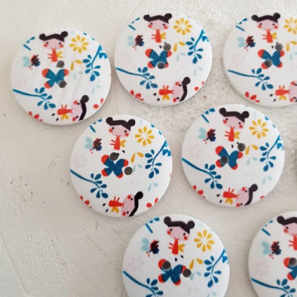 Holzknopf Blumen 30 mm Nr. 04 x 10 St&uuml;ck