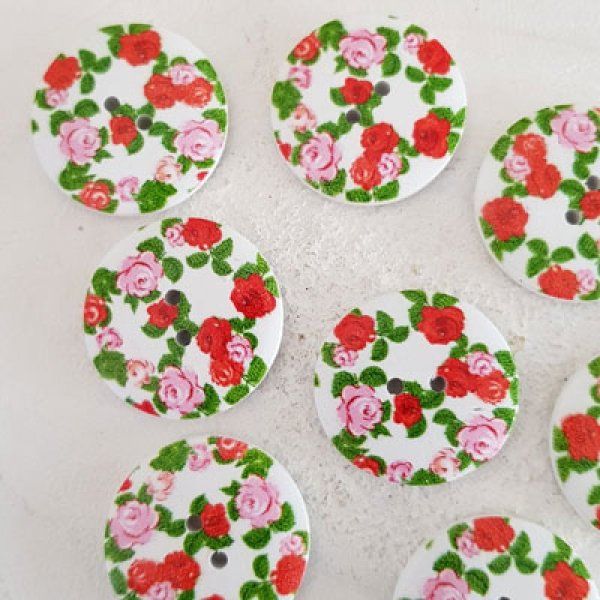 Holzknopf Blumen 30 mm Nr. 06 x 10 St&uuml;ck