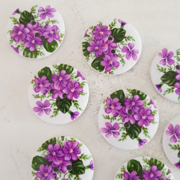 Holzknopf Blumen 30 mm Nr. 07 x 10 St&uuml;ck