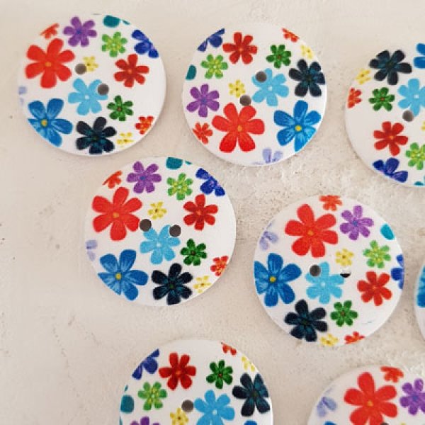 Holzknopf Blumen 30 mm Nr. 08 x 10 St&uuml;ck