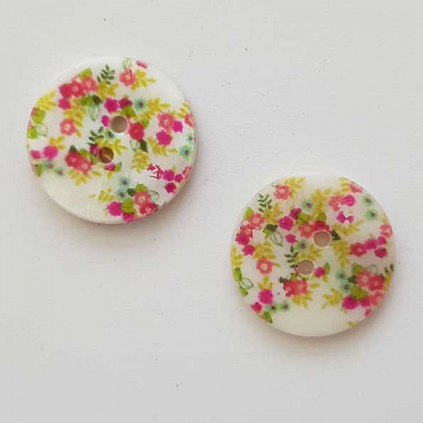 Bouton fantaisie Rond &agrave; fleurs 18 mm N&deg;08