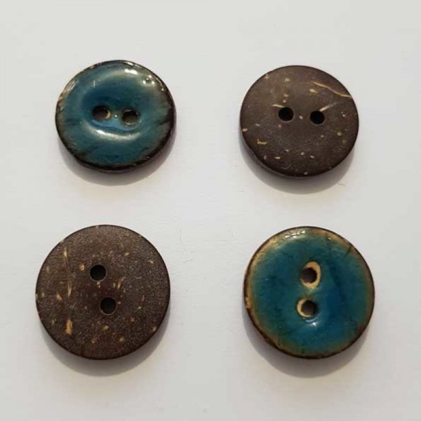 Boutons 20mm &agrave; deux trous ronds en noix de coco N&deg;06