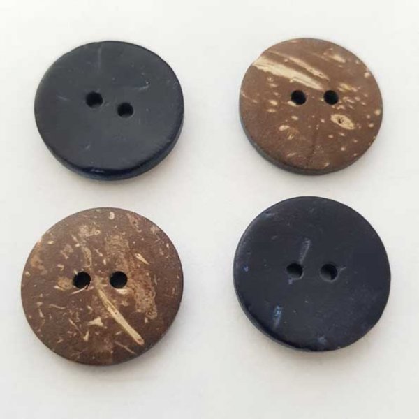 Boutons 23mm &agrave; deux trous ronds en noix de coco N&deg;16
