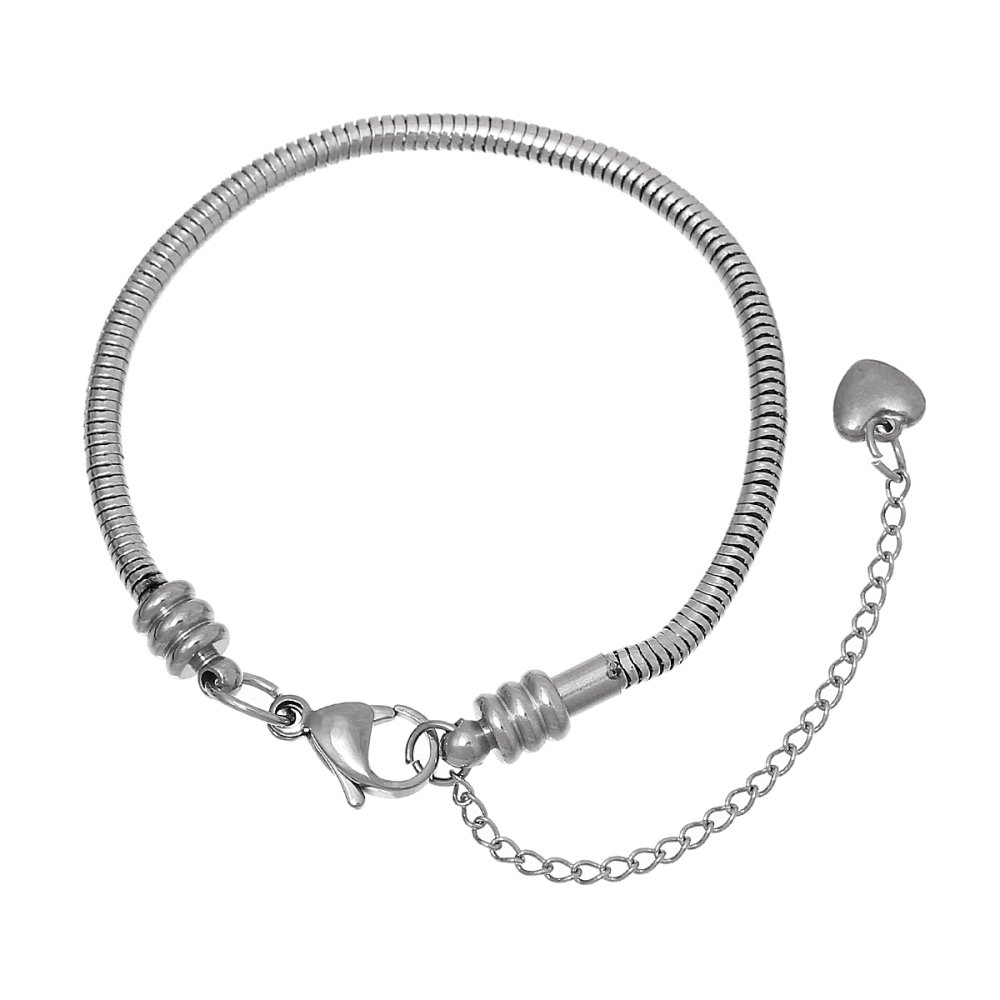 Bracelet Acier Inoxydable N°05-02 Argent Fermoir Mousqueton 17 cm