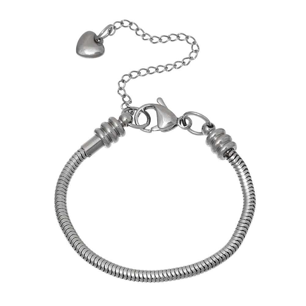 Bracelet Acier Inoxydable N°05-02 Argent Fermoir Mousqueton 19 cm