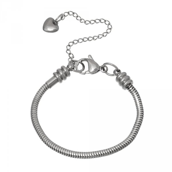 Bracelet Acier Inoxydable N&deg;05-02 Argent Fermoir Mousqueton 21 cm