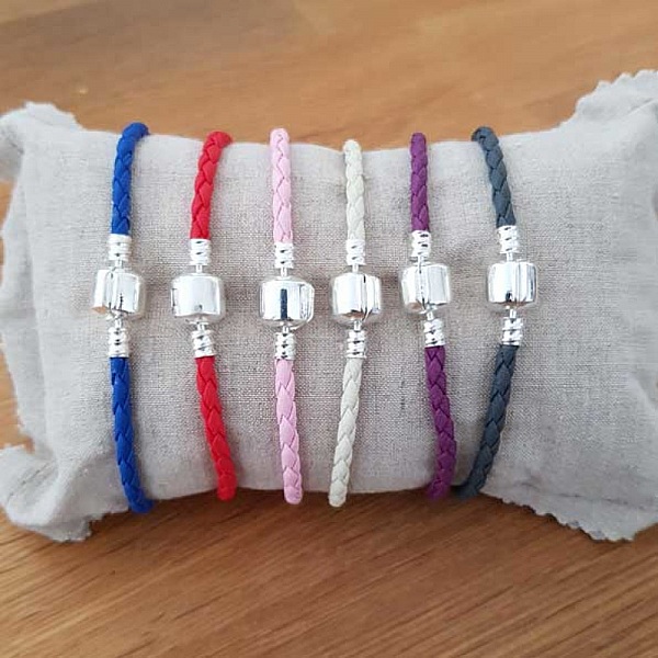 Europ&auml;isches geflochtenes Clip-Armband Uni 02 VON 15 BIS 23 CM Dunkles Elfenbein