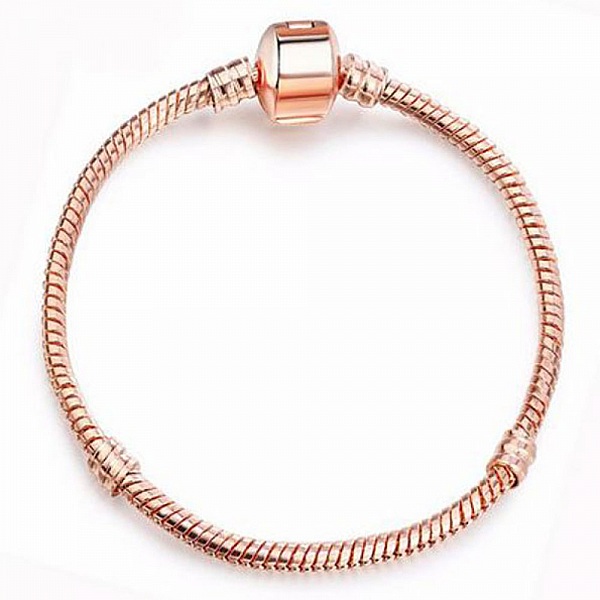 Europ&auml;isches Clip-Armband 19cm Glatte Verschl&uuml;sse Gold Ros&eacute;