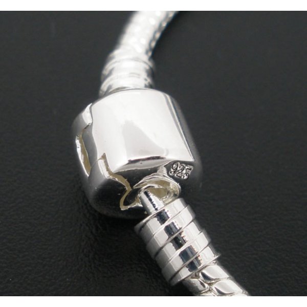 Europ&auml;isches Clip-Armband 21 cm mit glatter Schlie&szlig;e 925er Silber beschichtet