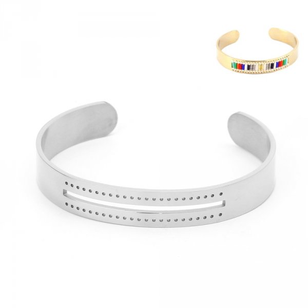 Edelstahlarmband Manschette halboffen 10 mm N&deg;07