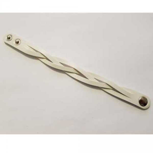 Armband aus geflochtenem Leder Wei&szlig;