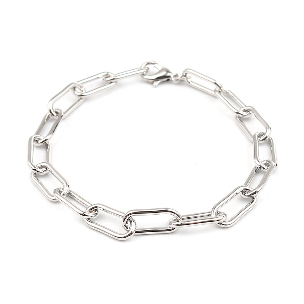 Bracelet maille ovale plaqué platine 22 cm N°01