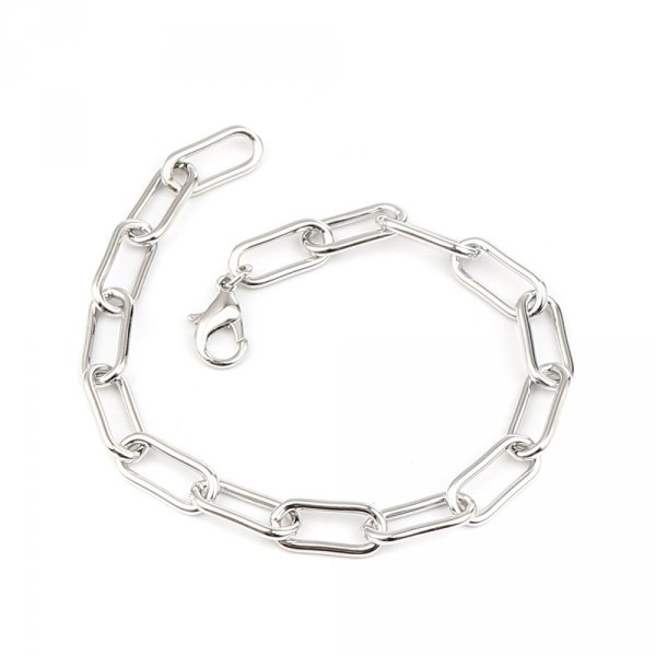 Bracelet maille ovale plaqu&eacute; platine 22 cm N&deg;01