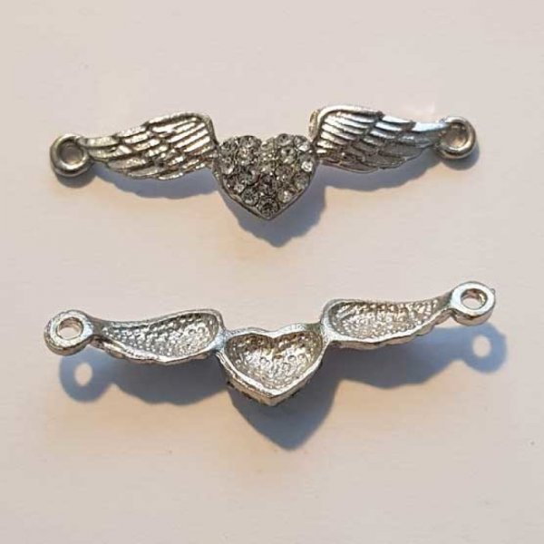 Breloque Aile N&deg;006 Argent et Strass