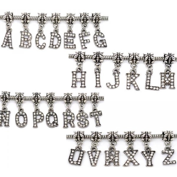 Breloque Alphabet 03 Lettre I et Strass