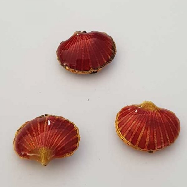 Breloque Coquille Saint Jacques Rouge Fonc&eacute;