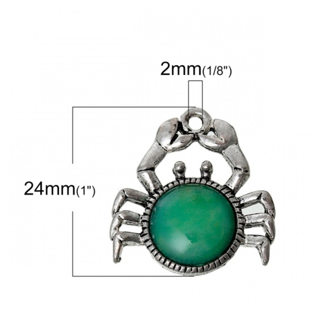 Grüne Krabbe Sternzeichen Krebs Charm Silberfarbenes Metall Nr. 02