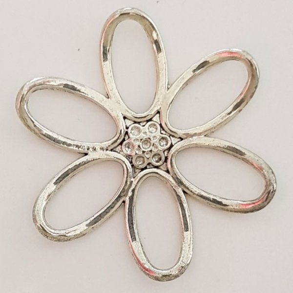 Breloque Fleur M&eacute;tal N&deg;003 Argent