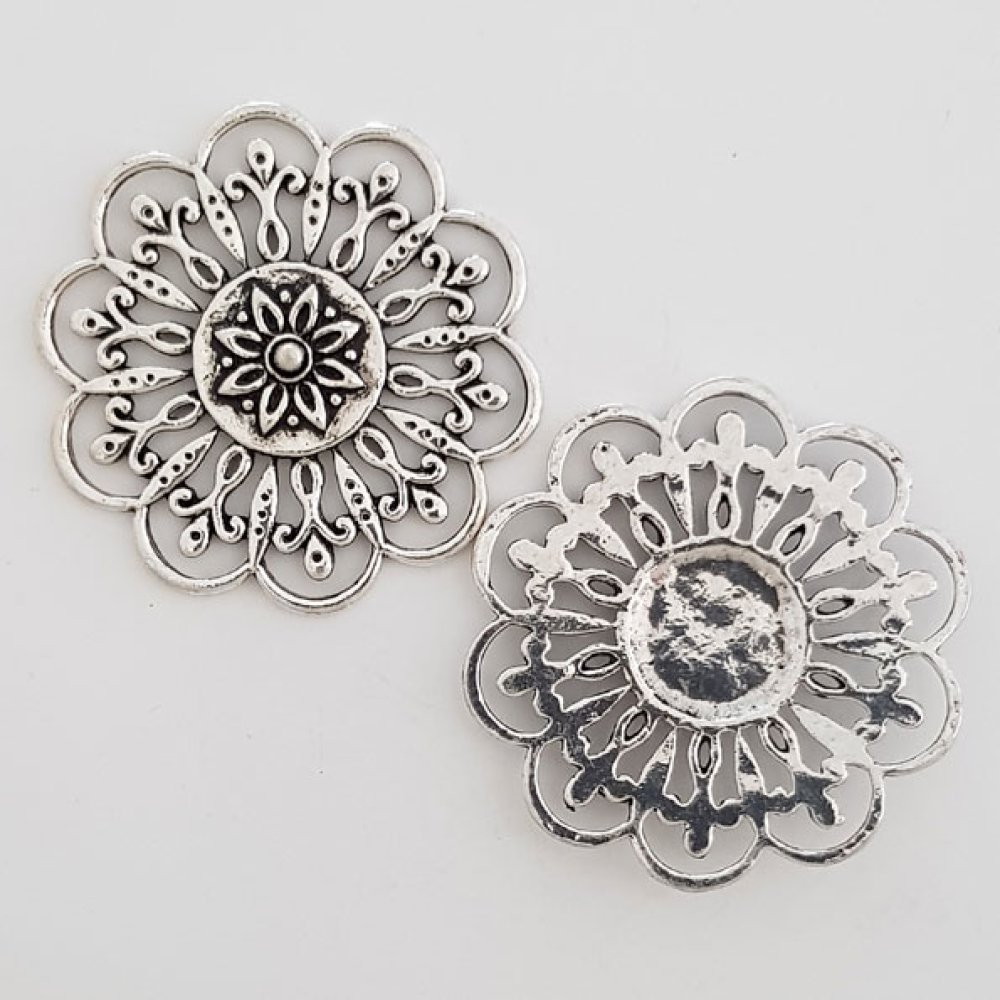 Blume Metall Charm Nr. 005 Silber